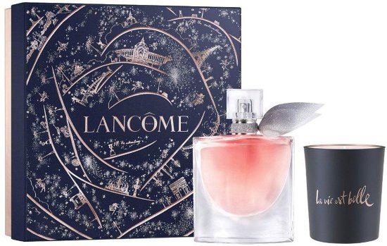מארז בושם לאישה 50 מ''ל Lancome La Vie Est Belle או דה פרפיום E.D.P + נר ריחני 75 גרם