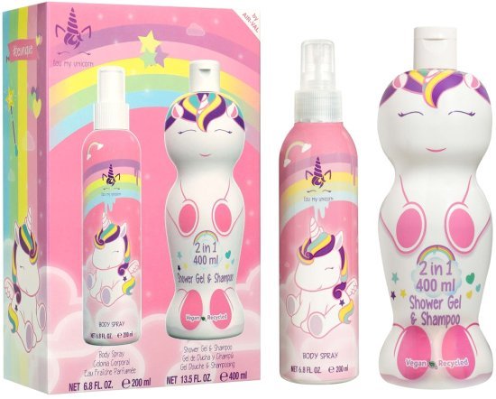 מארז שי לבנות My Unicorn ספריי גוף 200 מ''ל + ג'ל רחצה ושמפו 400 מ''ל