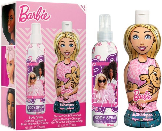 מארז שי לבנות Barbie ספריי גוף 200 מ''ל + ג'ל רחצה ושמפו 400 מ''ל