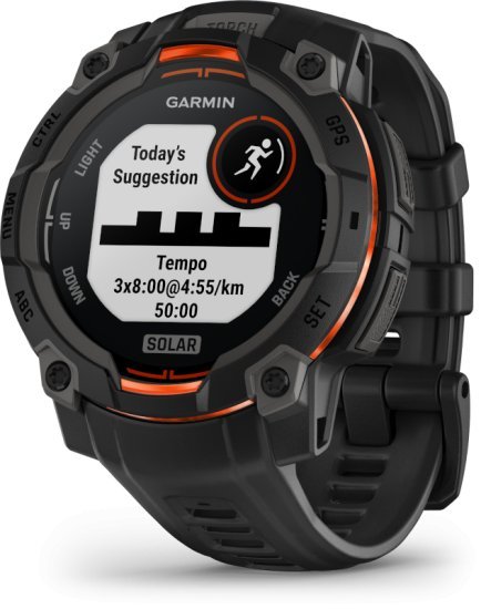שעון חכם Garmin Instinct 3 Solar 45mm - צבע שחור עם רצועת סיליקון שחורה - כולל ממשק מלא בעברית - שנתיים אחריות יבואן רשמי על ידי רונלייט