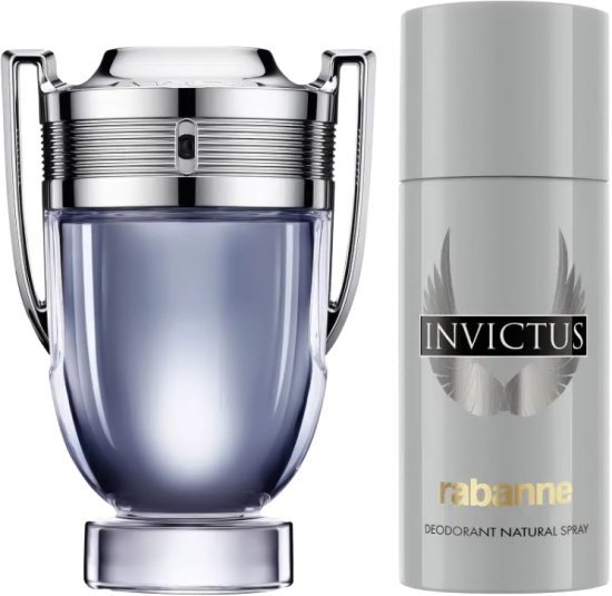 מארז בושם לגבר 100 מ''ל Paco Rabanne Invictus או דה טואלט E.D.T + דאודורנט ספריי 150 מ''ל
