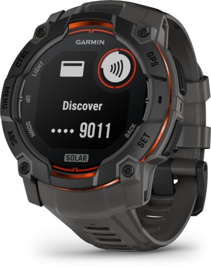 שעון חכם Garmin Instinct 3 Solar 50mm - צבע שחור עם רצועת סיליקון פחם - כולל ממשק מלא בעברית - שנתיים אחריות יבואן רשמי על ידי רונלייט