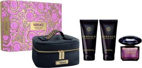 מארז בושם לאישה 90 מ''ל Versace Crystal Noir או דה פרפיום E.D.P + קרם גוף 100 מ''ל + ג'ל רחצה 100 מ''ל + תיק איפור