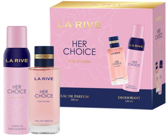 מארז בושם לאישה 100 מ''ל La Rive Her Choice או דה פרפיום E.D.P + דאודורנט ספריי 150 מ''ל