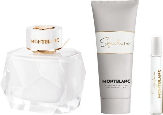 מארז בושם לאישה 90 מ''ל Mont Blanc Signature או דה פרפיום E.D.P + בושם 7.5 מ''ל + תחליב גוף 100 מ''ל