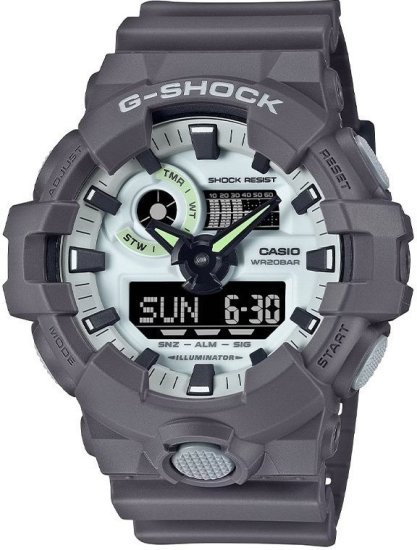 שעון יד אנלוגי-דיגיטלי משולב לגברים Casio G-Shock GA-700HD-8ADR - צבע אפור