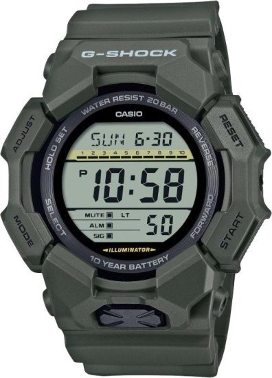 שעון יד דיגיטלי לגברים עם רצועת שרף Casio G-shock GD-010-3DR  - צבע ירוק