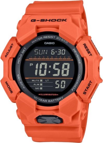 שעון יד דיגיטלי לגברים עם רצועת שרף Casio G-shock GD-010-4DR  - צבע כתום