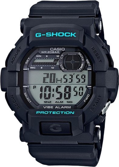 שעון יד דיגיטלי לגברים עם רצועת שרף Casio G-shock GD-350-1CDR  - צבע שחור - כולל שעון מעורר רטט