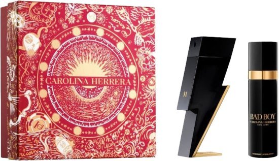 מארז בושם לגבר 100 מ''ל Carolina Herrera Bad Boy או דה טואלט E.D.T + דאודורנט ספריי 100 מ''ל