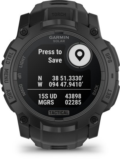 שעון חכם Garmin Instinct 3 Solar Tactical Edition 50mm - צבע שחור עם רצועת סיליקון שחורה - כולל ממשק מלא בעברית - שנתיים אחריות יבואן רשמי על ידי רונלייט