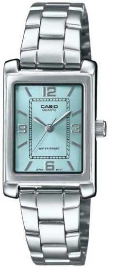 שעון יד אנלוגי לנשים עם רצועת Stainless Steel כסופה Casio LTP-1234DD-2ADF - צבע תכלת