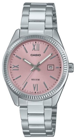 שעון יד אנלוגי לנשים עם רצועת Stainless Steel כסופה Casio Enticer LTP-1302DD-4A1VDF - צבע ורוד