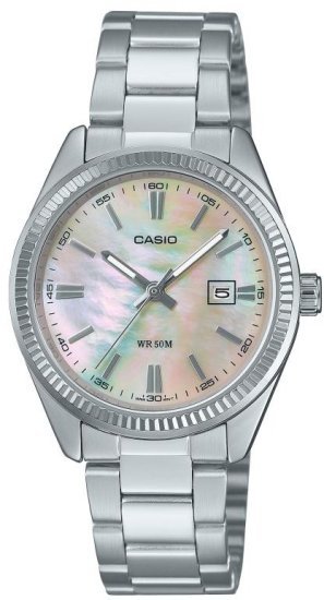 שעון יד אנלוגי לנשים עם רצועת Stainless Steel כסופה Casio Enticer LTP-1302DS-4AVDF - צבע פנינה ואפרסק