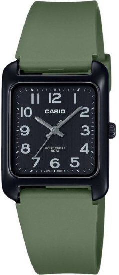 שעון יד אנלוגי יוניסקס עם רצועת סיליקון ירוקה Casio MTP-B175-3BVDF - צבע שחור