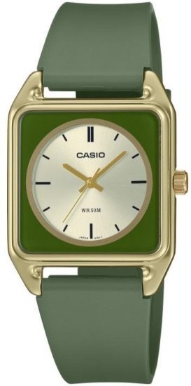 שעון יד אנלוגי יוניסקס עם רצועת סיליקון ירוקה Casio MTP-B170-3EVDF - צבע זהב