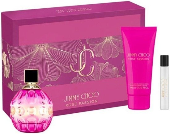 מארז בושם לאישה 100 מ''ל Jimmy Choo Rose Passion או דה פרפיום E.D.P + בושם 7.5 מ''ל + קרם גוף 100 מ''ל