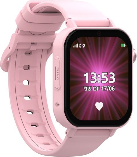 שעון חכם לילדים 4G עם סים מובנה Kidiwatch Kidi Plus - צבע ורוד