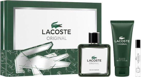 מארז בושם לגבר 100 מ''ל Lacoste Original או דה פרפיום E.D.P + בושם 7.5 מ''ל + ג'ל רחצה 100 מ''ל