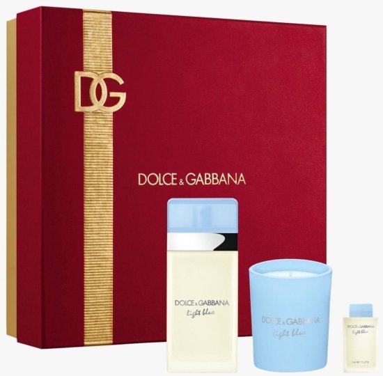 מארז בושם לאישה 50 מ''ל Dolce & Gabbana Light Blue או דה טואלט E.D.T + בושם 5 מ''ל + נר ריחני