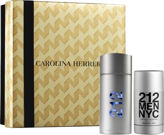 מארז בושם לגבר 100 מ''ל  Carolina Herrera 212 NYC או דה טואלט E.D.T + דאודורנט סטיק 75 מ''ל