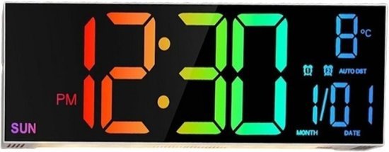 שעון קיר דיגיטלי עם שלט ותאורת Dragon Digital RGB GPDRA-DCRGB-W - צבע לבן