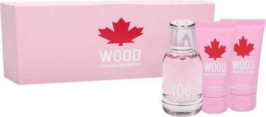מארז בושם לאישה 5 מ''ל Dsquared2 Wood Pour Femme או דה טואלט E.D.T + ג'ל רחצה 25 מ''ל + תחליב גוף 25 מ''ל