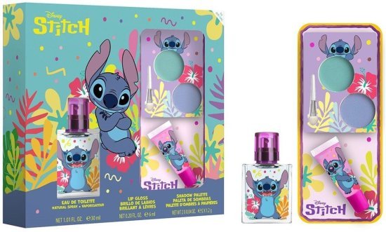 מארז בושם לילדים 30 מ''ל Disney Stitch או דה טואלט E.D.T + פלטת צלליות + ליפגלוס