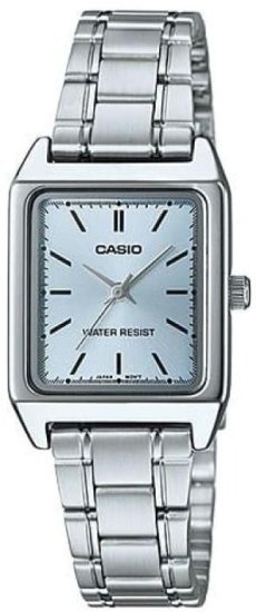 שעון יד אנלוגי לנשים עם רצועת Stainless Steel כסופה Casio LTP-V007D-2EUDF - צבע כחול בהיר