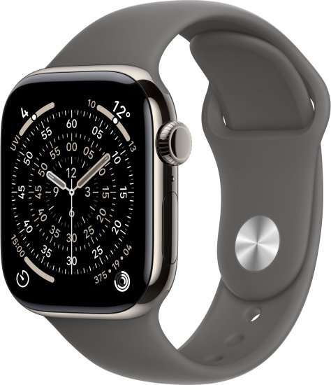שעון חכם Apple Watch 42mm Series 11 GPS + Cellular צבע שעון Natural Titanium צבע רצועה Stone Gray Sport Band גודל רצועה S / M