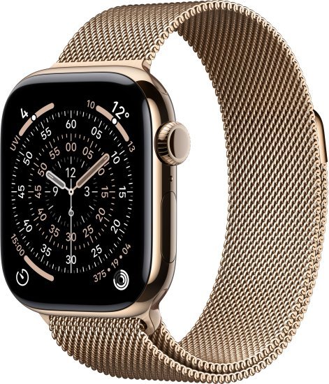 שעון חכם Apple Watch 42mm Series 11 GPS + Cellular צבע שעון Gold Titanium צבע רצועה Gold Milanese Loop גודל רצועה One Size