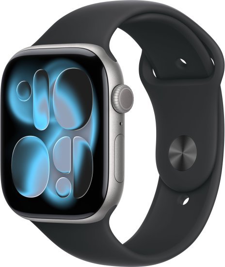 שעון חכם Apple Watch 46mm Series 11 GPS צבע שעון Space Gray Aluminium צבע רצועה Black Sport Band גודל רצועה S / M