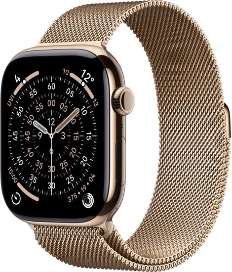 שעון חכם Apple Watch 46mm Series 11 GPS + Cellular צבע שעון Gold Titanium צבע רצועה Gold Milanese Loop גודל רצועה S / M