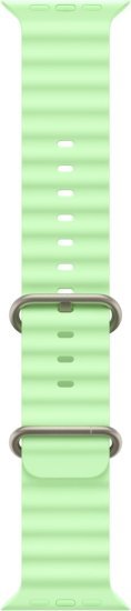 רצועת Ocean Band לשעון Apple Watch 49mm צבע Neon Green - Natural Titanium Finish - מידה One Size