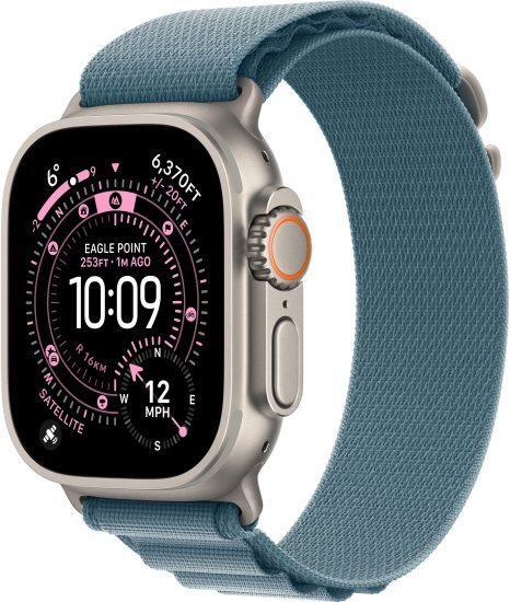 שעון חכם Apple Watch 49mm Ultra 3 GPS + Cellular צבע שעון Natural Titanium צבע רצועה Light Blue Alpine Loop גודל רצועה Medium
