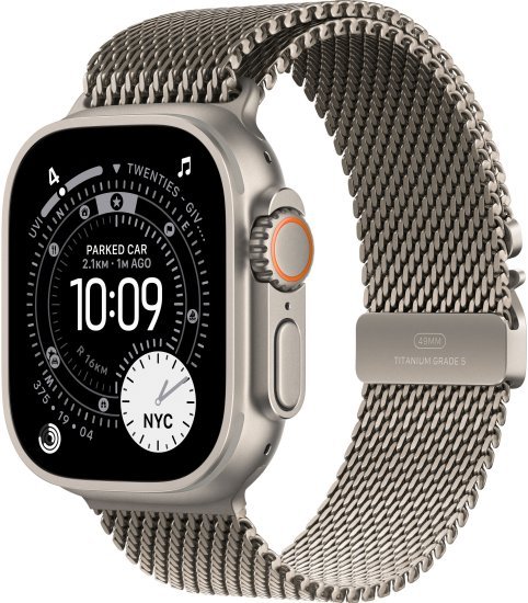 שעון חכם Apple Watch 49mm Ultra 3 GPS + Cellular צבע שעון Natural Titanium צבע רצועה Natural Titanium Milanese Loop גודל רצועה Medium