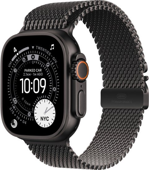 שעון חכם Apple Watch 49mm Ultra 3 GPS + Cellular צבע שעון Black Titanium צבע רצועה Black Titanium Milanese Loop גודל רצועה Medium