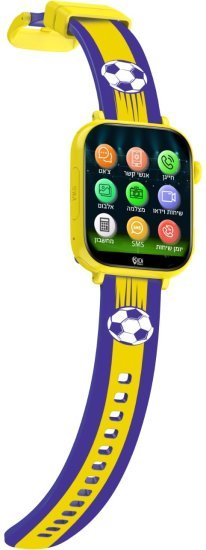 שעון חכם לילדים 4G עם סים מובנה Kidiwatch Champion - כדורגל - צבע כחול וצהוב