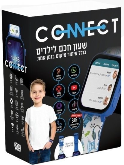 שעון חכם לילדים 4G עם סים מובנה Kidiwatch Connect 5.0 - צבע כחול בהיר
