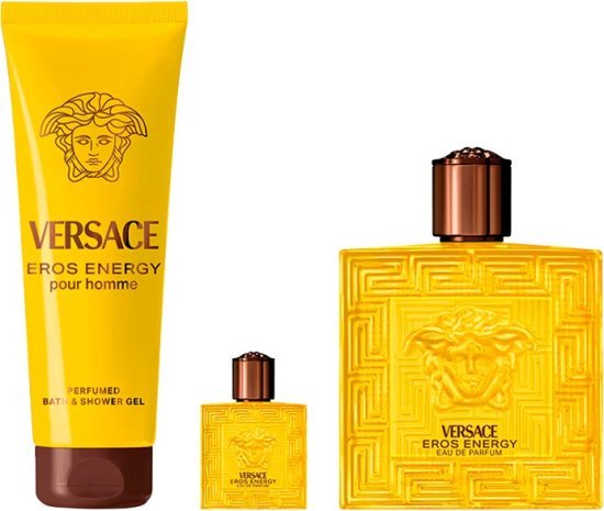 מארז בושם לגבר 100 מ''ל Versace Eros Energy או דה פרפיום E.D.P + בושם 5 מ''ל +  ג'ל רחצה 150 מ''ל
