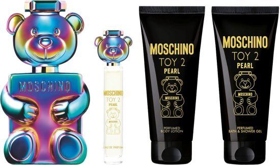 מארז בושם לאישה 100 מ''ל Moschino Toy 2 Pearl  או דה פרפיום E.D.P + בושם 10 מ''ל + ג'ל רחצה 100 מ''ל + קרם גוף 100 מ''ל