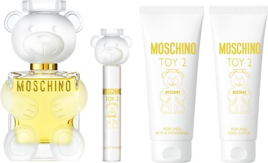 מארז בושם לאישה 100 מ''ל Moschino Toy 2 או דה פרפיום E.D.P + בושם 10 מ''ל + ג'ל רחצה 100 מ''ל + קרם גוף 100 מ''ל