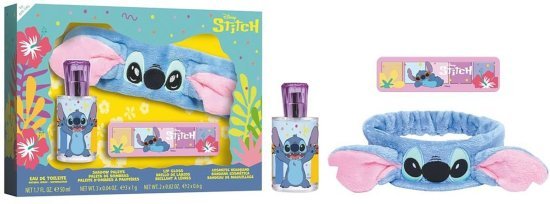 מארז בושם לילדים 50 מ''ל Disney Stitch או דה טואלט E.D.T + פלטת צלליות + סרט לשיער