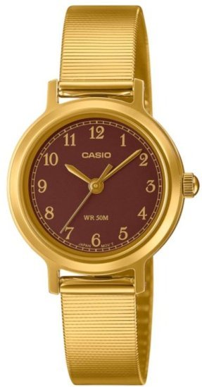 שעון יד אנלוגי לגברים עם רצועת Stainless Steel זהובה Casio LTP-B170G-5BVDF - צבע חום
