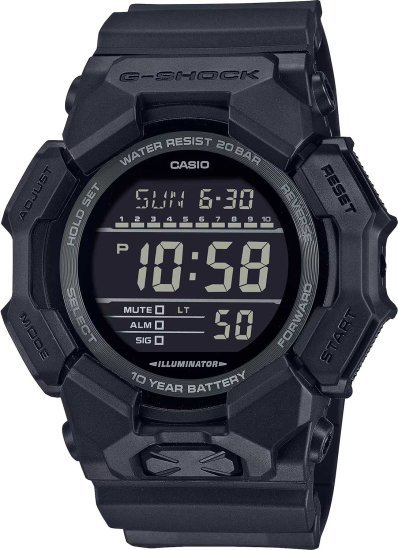 שעון יד דיגיטלי לגברים עם רצועת שרף Casio G-shock GD-010-1A1DR  - צבע שחור