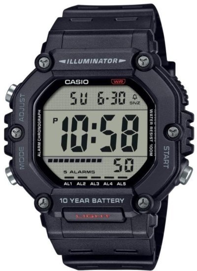 שעון יד דיגיטלי עם רצועת סיליקון Casio AE-1600H-1AVDF -  צבע שחור