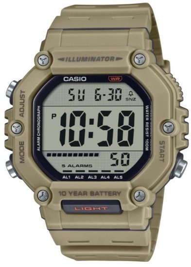 שעון יד דיגיטלי עם רצועת סיליקון Casio AE-1600H-5AVDF -  צבע חאקי
