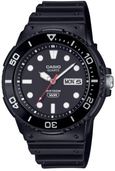 שעון יד אנלוגי לגברים עם רצועת סיליקון שחורה Casio MRW-230H-1E1VDF - צבע שחור