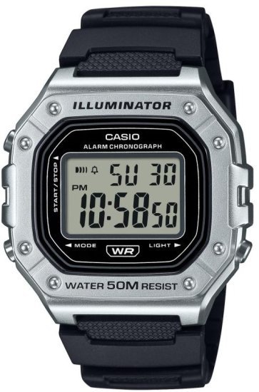 שעון יד דיגיטלי עם רצועת שרף Casio W-218HM-7AVDF -  צבע כסוף