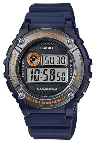 שעון יד דיגיטלי עם רצועת שרף Casio W-216H-2BVDF  - צבע כחול